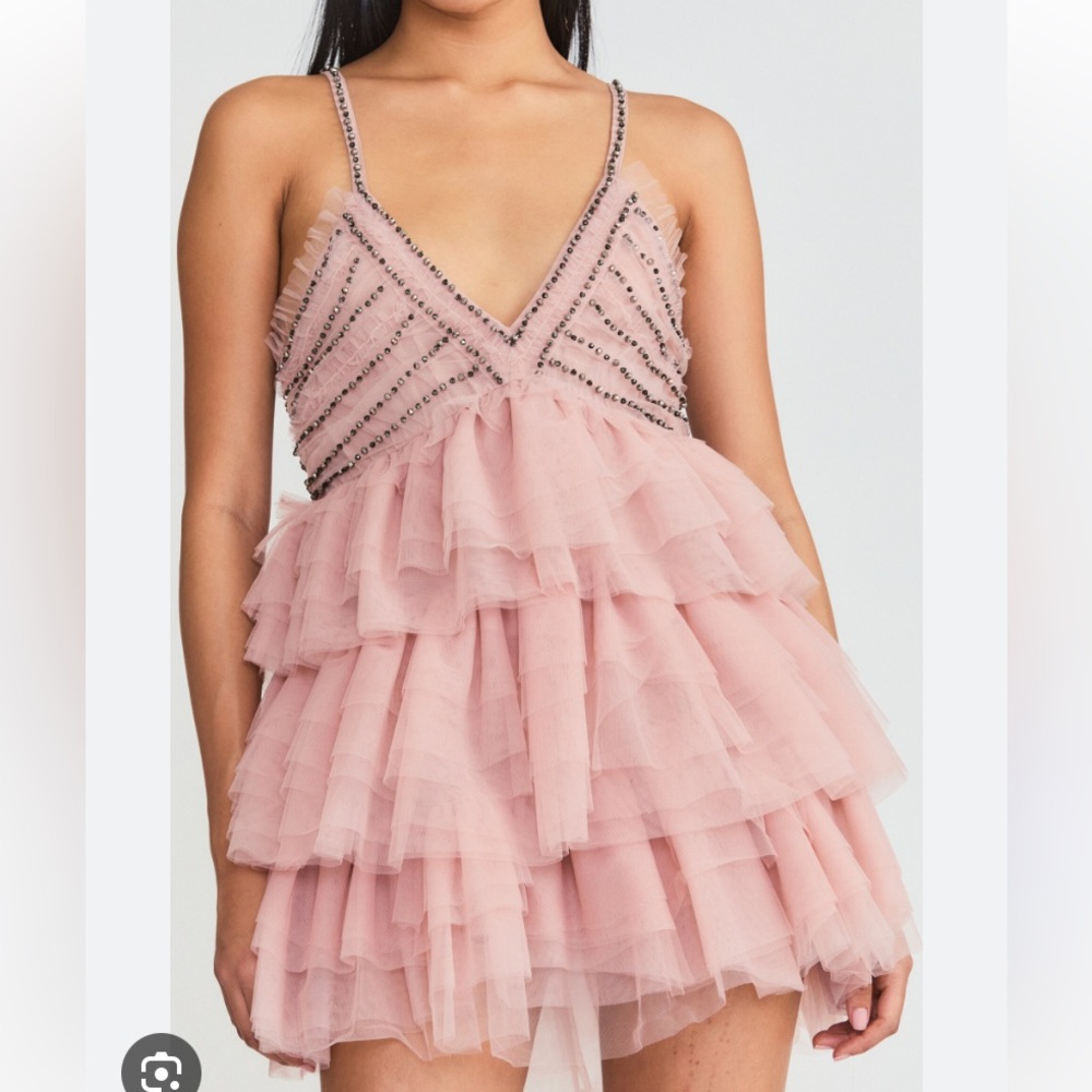 NWOT LoveShackFancy Jude mini dress in rose dust. Size 4